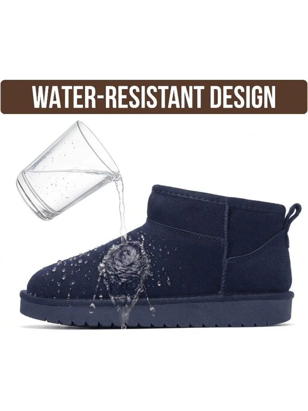 Womens Navy Suede Cloud Water Resistant Genuine Leather Comfortable Ankle Boots
